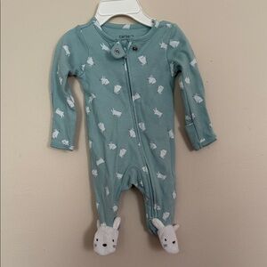 Carter's Aqua One Piece with White Bunny Pattern